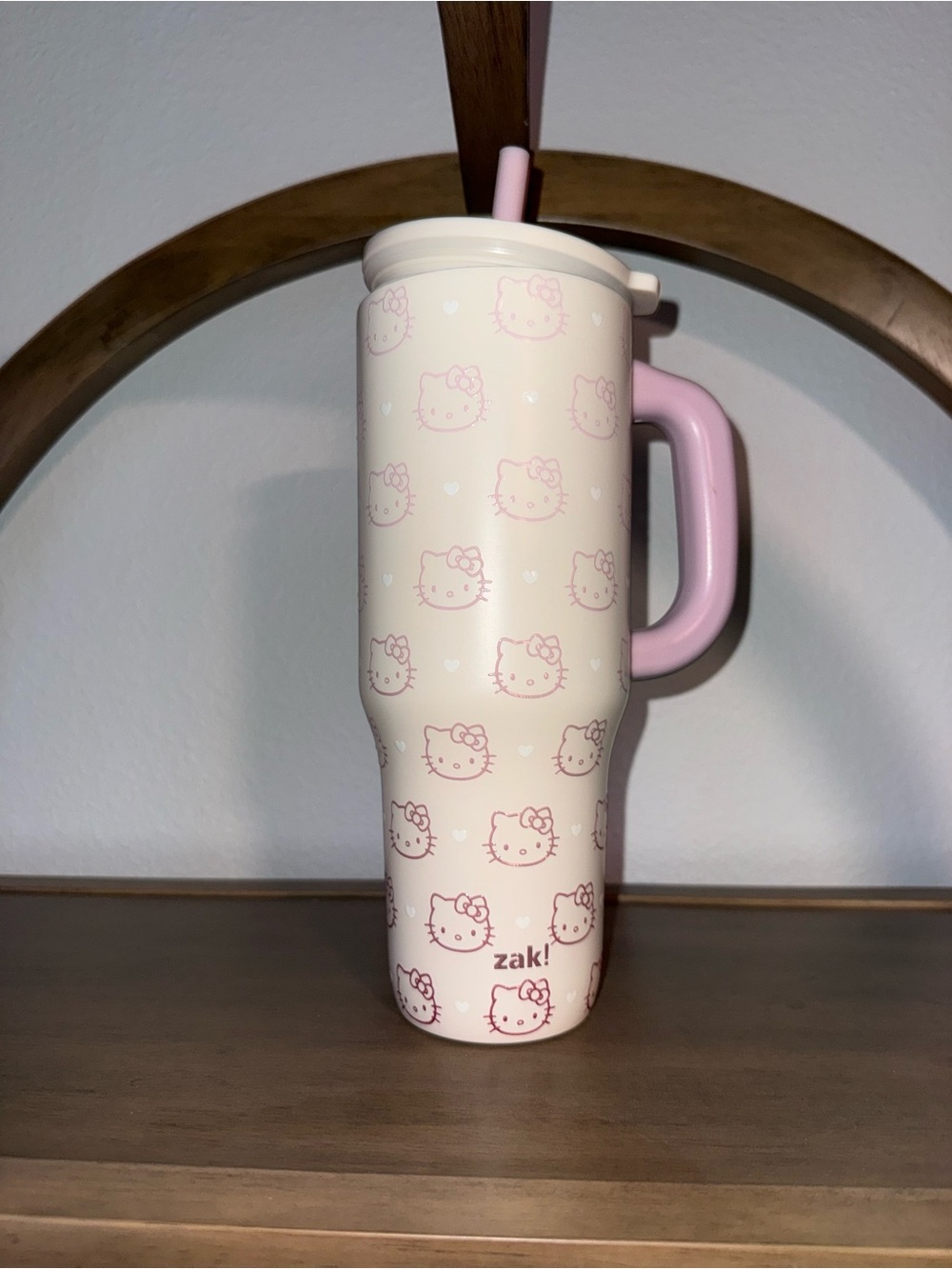 ZAK Hello Kitty Pink & Cream Travel Tumbler with Handle
